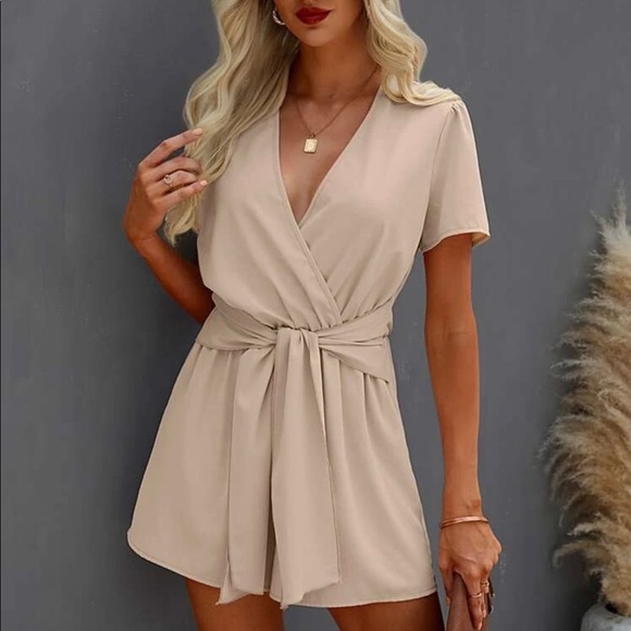 Surplice Front Belted Romper